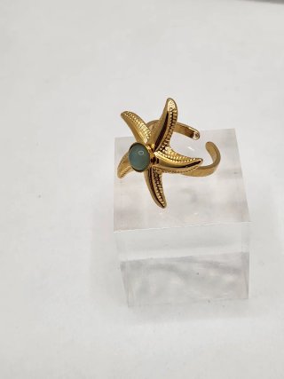 Anillo Estrella de Mar Chapado Oro Ajustable
