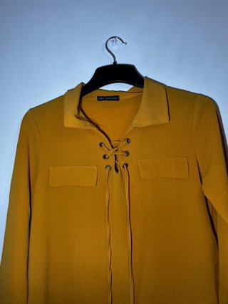 Blusa mostaza manga larga lazo XL