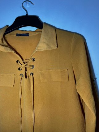 Blusa mostaza manga larga lazo XL