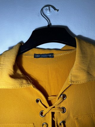 Blusa mostaza manga larga lazo XL