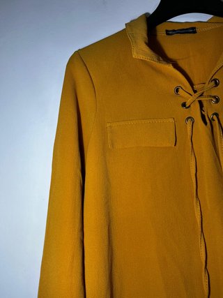 Blusa mostaza manga larga lazo XL
