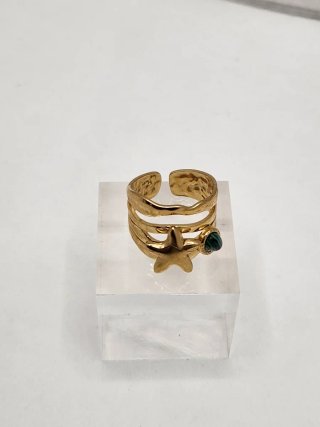 Anillo Estrella Chapado Oro Ajustable