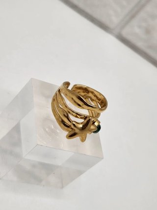 Anillo Estrella Chapado Oro Ajustable