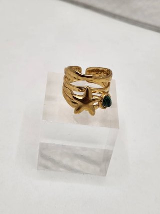 Anillo Estrella Chapado Oro Ajustable