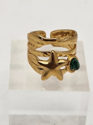 Anillo Estrella Chapado Oro Ajustable