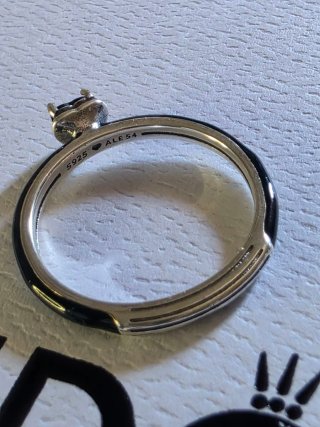 Anillo Pandora Corazón Esmalte Negro Plata
