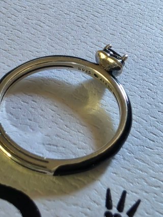 Anillo Pandora Corazón Esmalte Negro Plata