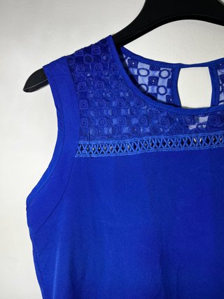 Blusa Menglu Fashion azul bordada Talla L