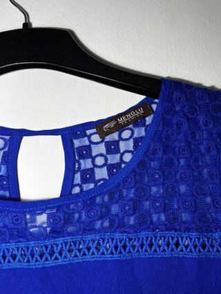 Blusa Menglu Fashion azul bordada Talla L
