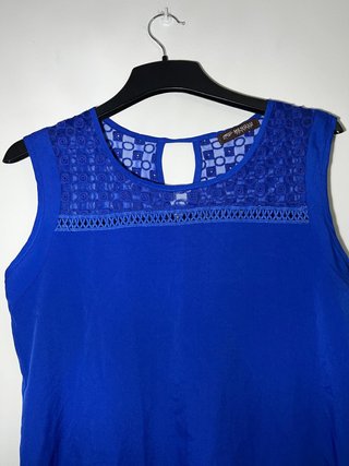 Blusa Menglu Fashion azul bordada Talla L