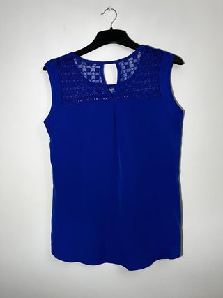 Blusa Menglu Fashion azul bordada Talla L