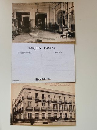 Lote 3 Postales Hoteles Históricos Sevilla
