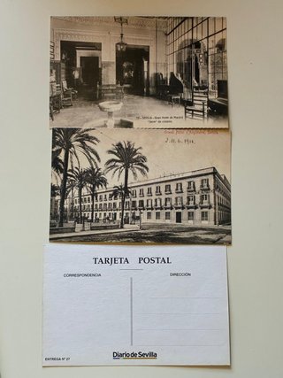Lote 3 Postales Hoteles Históricos Sevilla