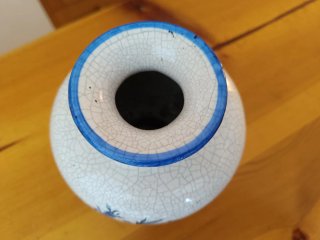 Botijo Bucaro Cerámica Azul y Blanco