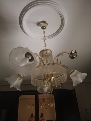 Lámpara de techo colgante de cristal y metal