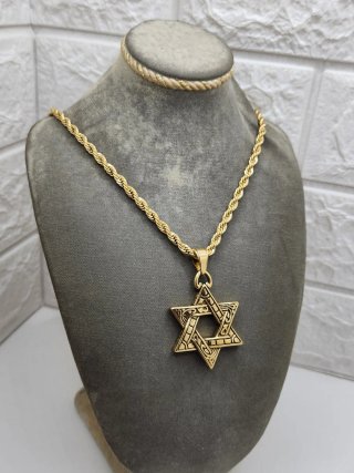 Colgante Estrella de David Acero Chapado Oro