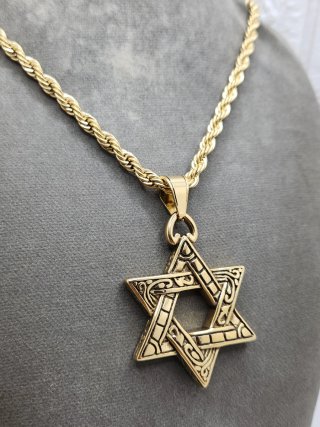 Colgante Estrella de David Acero Chapado Oro