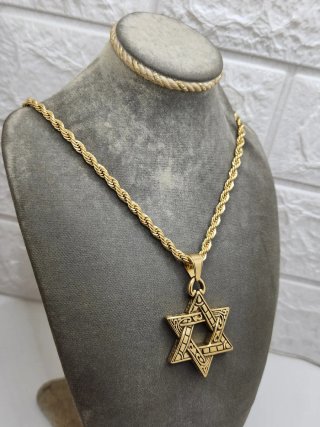 Colgante Estrella de David Acero Chapado Oro