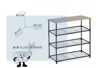 Estantería 4 Baldas Madera y Metal 60x30x63cm