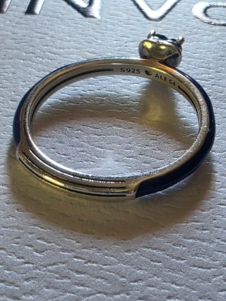 Anillo Pandora Corazón Azul Esmaltado