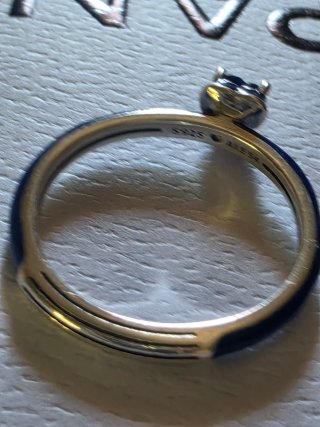 Anillo Pandora Corazón Azul Esmaltado