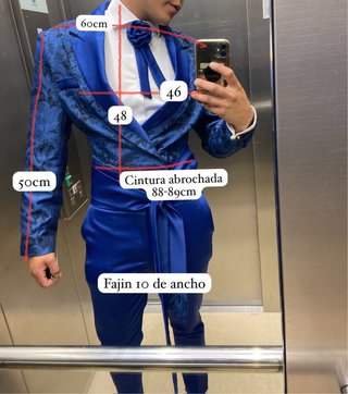 Traje Novio Azul Hecho a Mano Alta Costura