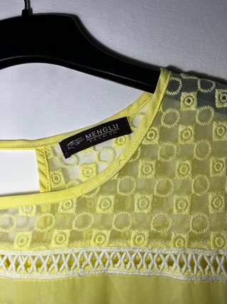 Blusa amarilla bordada Menglu Fashion Talla L