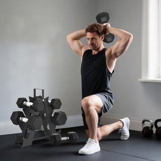 Set di Manubri Palestra con Supporto, Peso Totale