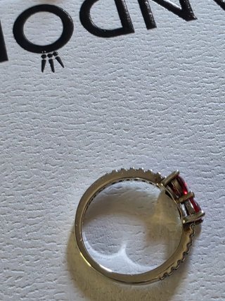 Anillo Pandora Corazón Rojo Plata