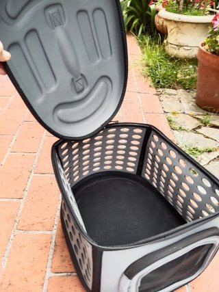Transportín para mascotas gris floral