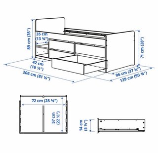 Estructura de cama blanca con almacenaje + colchón
