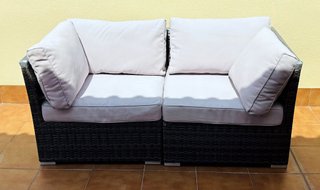 Conjunto Muebles Exterior Ratán Gris y Beige
