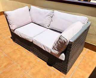 Conjunto Muebles Exterior Ratán Gris y Beige