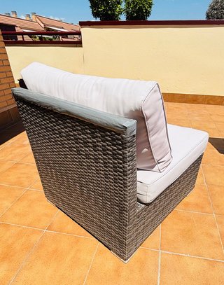 Conjunto Muebles Exterior Ratán Gris y Beige