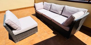 Conjunto Muebles Exterior Ratán Gris y Beige