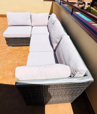 Conjunto Muebles Exterior Ratán Gris y Beige