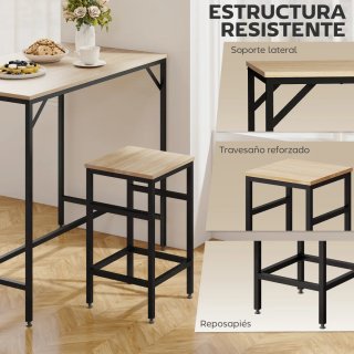 Mesa alta y 4 taburetes estilo industrial