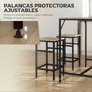 Mesa alta y 4 taburetes estilo industrial