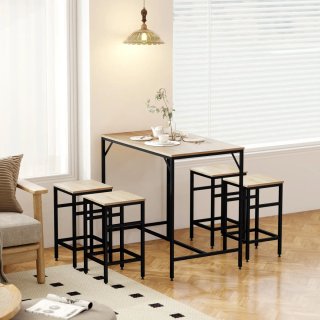 Mesa alta y 4 taburetes estilo industrial