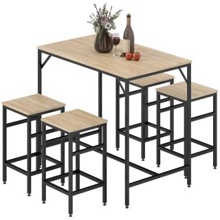 Mesa alta y 4 taburetes estilo industrial