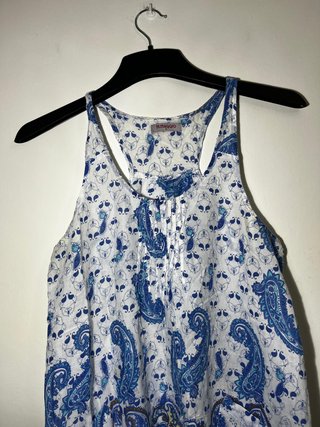 Blusa M.Maggio Estampada Blanca y Azul Talla M