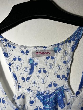 Blusa M.Maggio Estampada Blanca y Azul Talla M