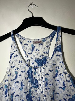 Blusa M.Maggio Estampada Blanca y Azul Talla M