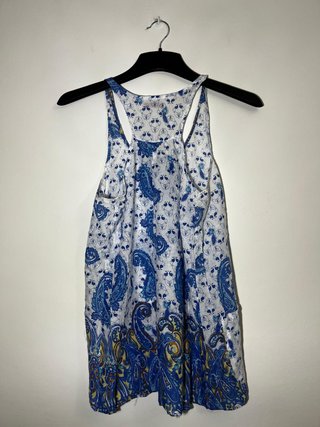 Blusa M.Maggio Estampada Blanca y Azul Talla M