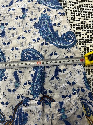 Blusa M.Maggio Estampada Blanca y Azul Talla M