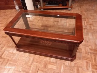 Mesa de centro de madera y cristal 55 e
