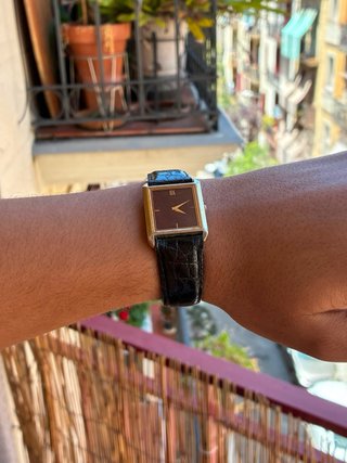 Elegant Reloj Seiko Tank Vintage 80s Morado/Dorado