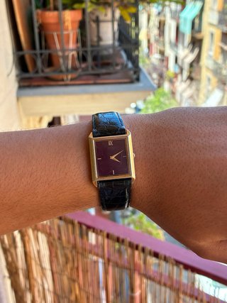Elegant Reloj Seiko Tank Vintage 80s Morado/Dorado