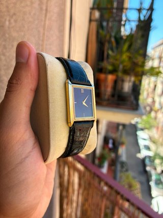 Elegant Reloj Seiko Tank Vintage 80s Morado/Dorado