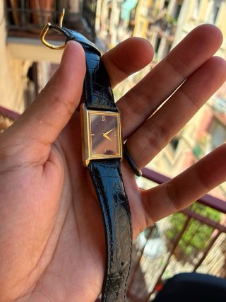 Elegant Reloj Seiko Tank Vintage 80s Morado/Dorado